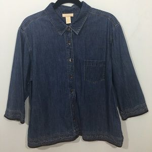 J Jill blue denim button down shirt Size XL